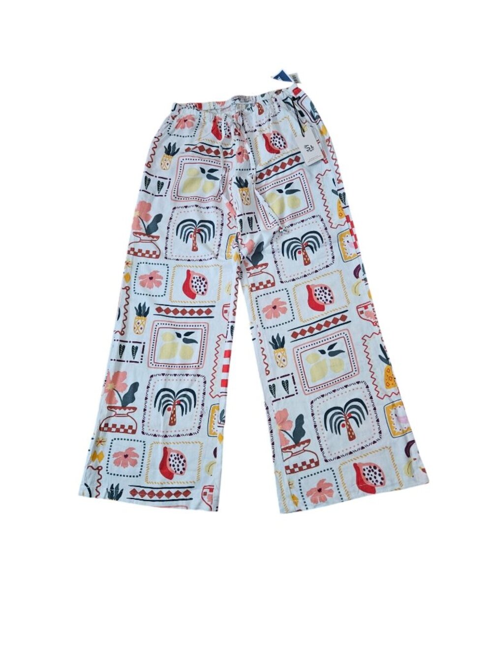 Sincerely Jules Low Rise Wide Leg Pants Abstract Floral Print Size S Lightweight